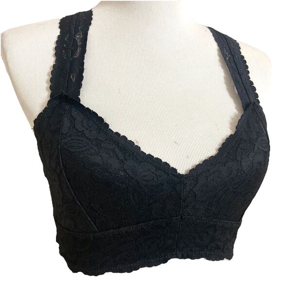 Intimately Free People Bralette Black Sheer Floral Lace Pull Over Sexy - Picture 2 of 12